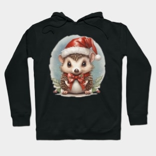 cute little hedgehog wearing a santa hat Hoodie